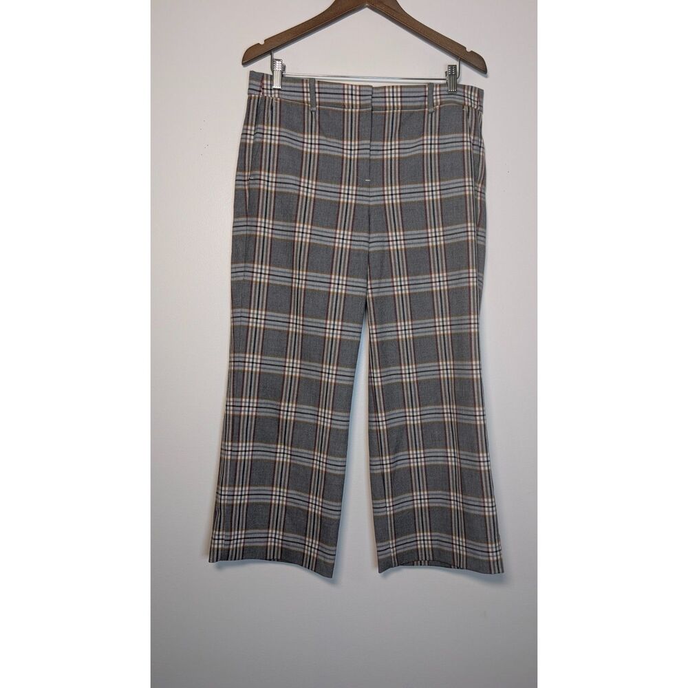 J.Crew Peyton Plaid High Rise Wide Leg Crop Pants 12 Academia Preppy Old Money - Picture 2 of 11